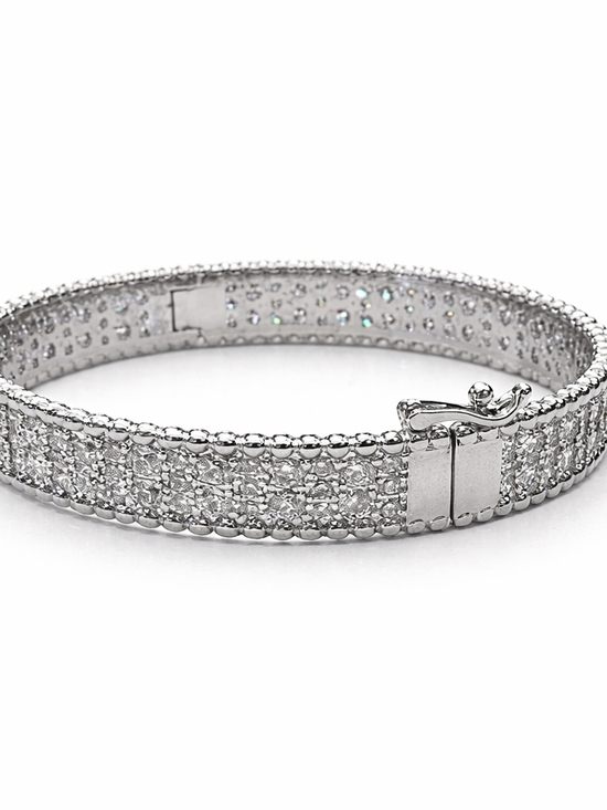 925 serling sliver cz Jewelry - 925 Sterling Silver CZ Hinged Bangle Bracelet (Women) [7"]